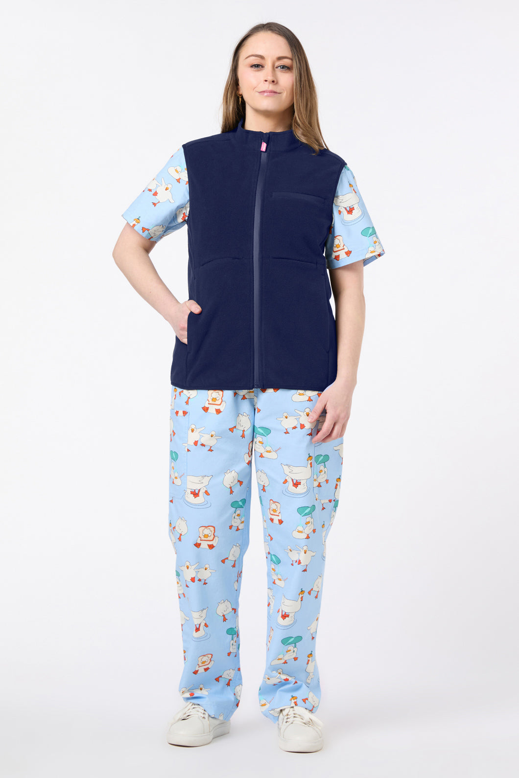 Navy Polar Fleece Scrub Vest