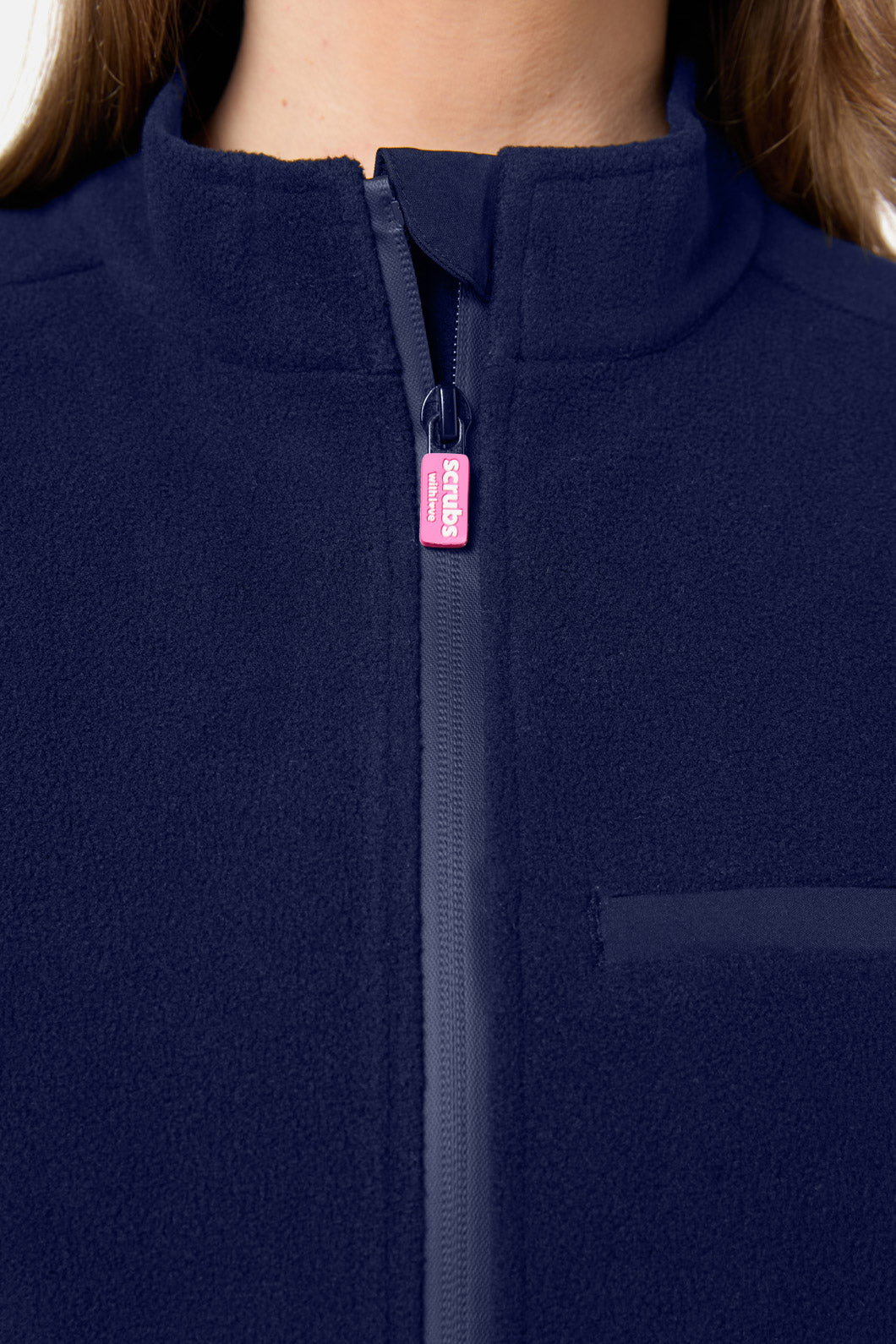 Navy Polar Fleece Scrub Vest