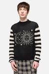 Black Friday - SunAndMoonStripeSleeveUnsKnit - black-cream