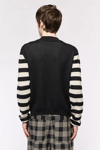 Black Friday - SunAndMoonStripeSleeveUnsKnit - black-cream