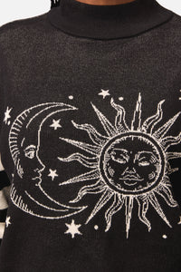 Black Friday - SunAndMoonStripeSleeveUnsKnit - black-cream