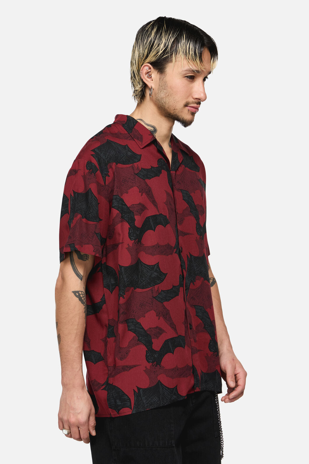 Black Friday - Batz Goth Short Sleeve Shirt - red