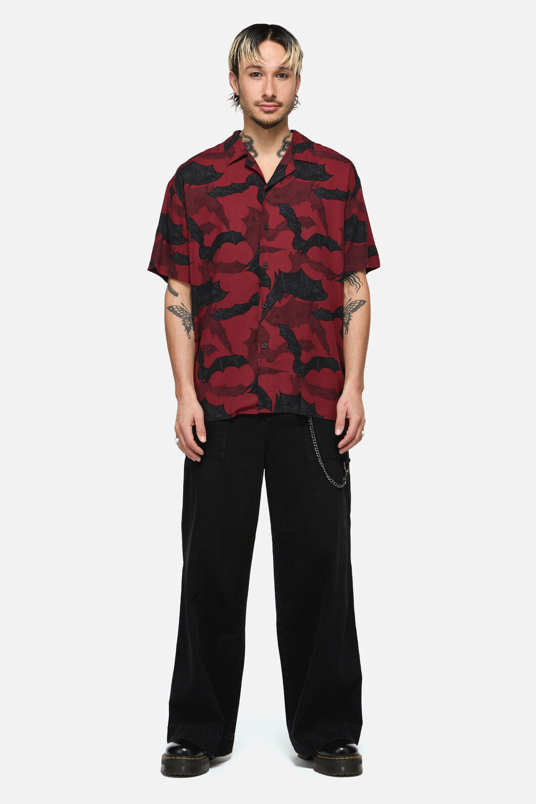 Black Friday - Batz Goth Short Sleeve Shirt - red