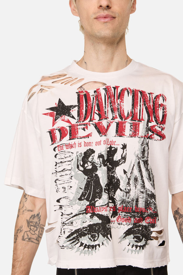 Black Friday - Distressed Graphic Print Tee - cream