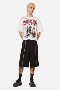 Black Friday - Distressed Graphic Print Tee - cream