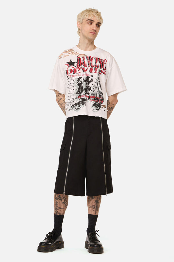 Black Friday - Distressed Graphic Print Tee - cream