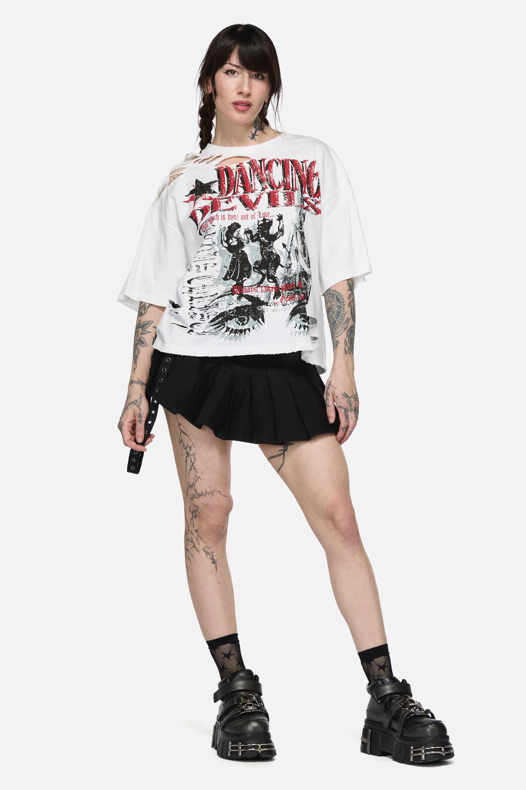 Black Friday - Distressed Graphic Print Tee - cream