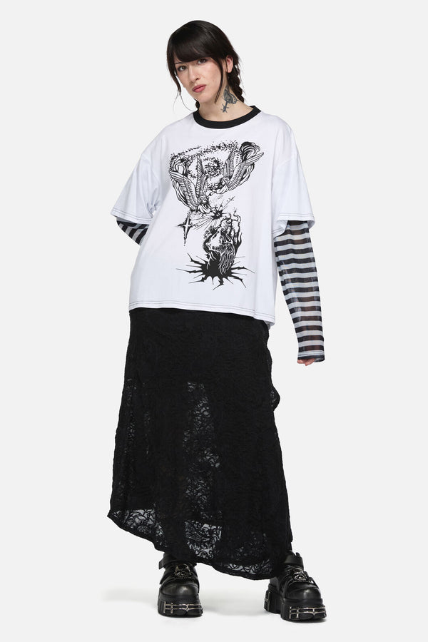Black Friday - Angelic Contrast LS Tee - white
