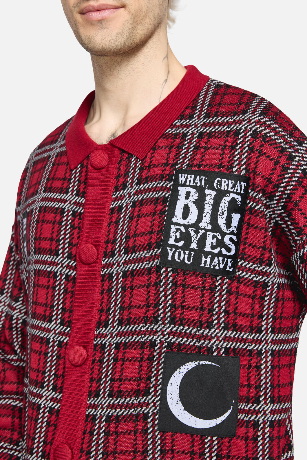 Black Friday - Louve Tartan Distressed Cardi - red