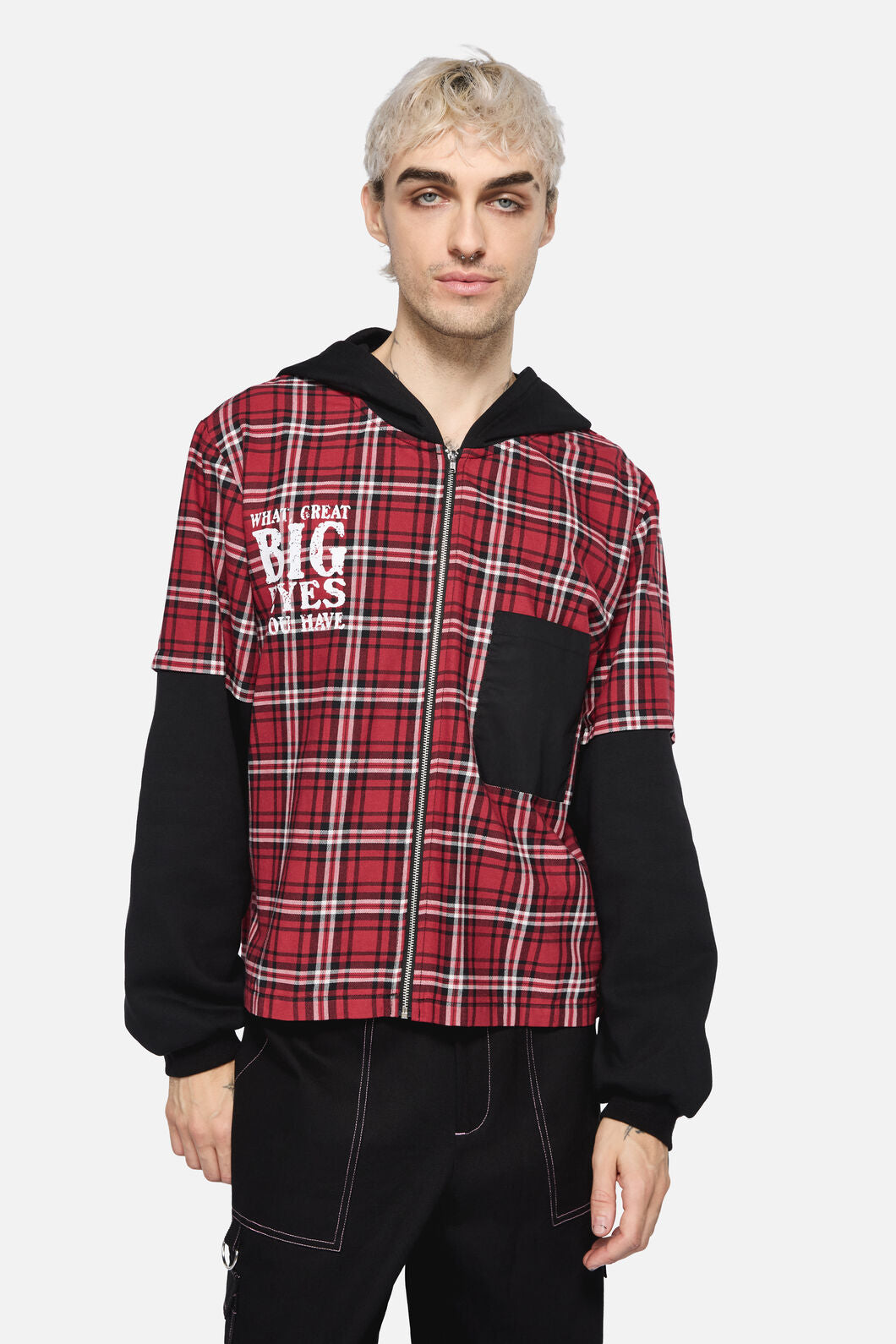 Black Friday - Louve Tartan Hoodie - red-black