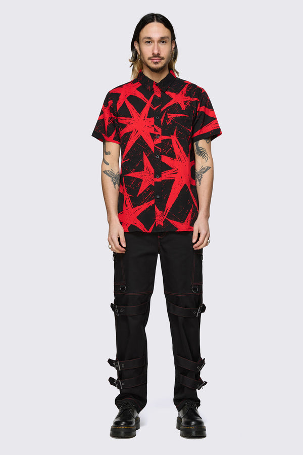 Black Friday - Trad Emo Star Graphic Shirt - black-red