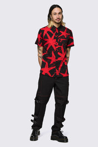 Black Friday - Trad Emo Star Graphic Shirt - black-red