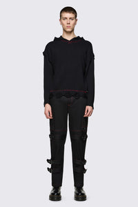 Black Friday - Trad Emo Distressed Knit Hoodie - black