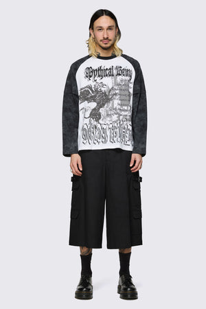 Black Friday - Mythical Goth Contrast Long Sleeve Tee - grey-white
