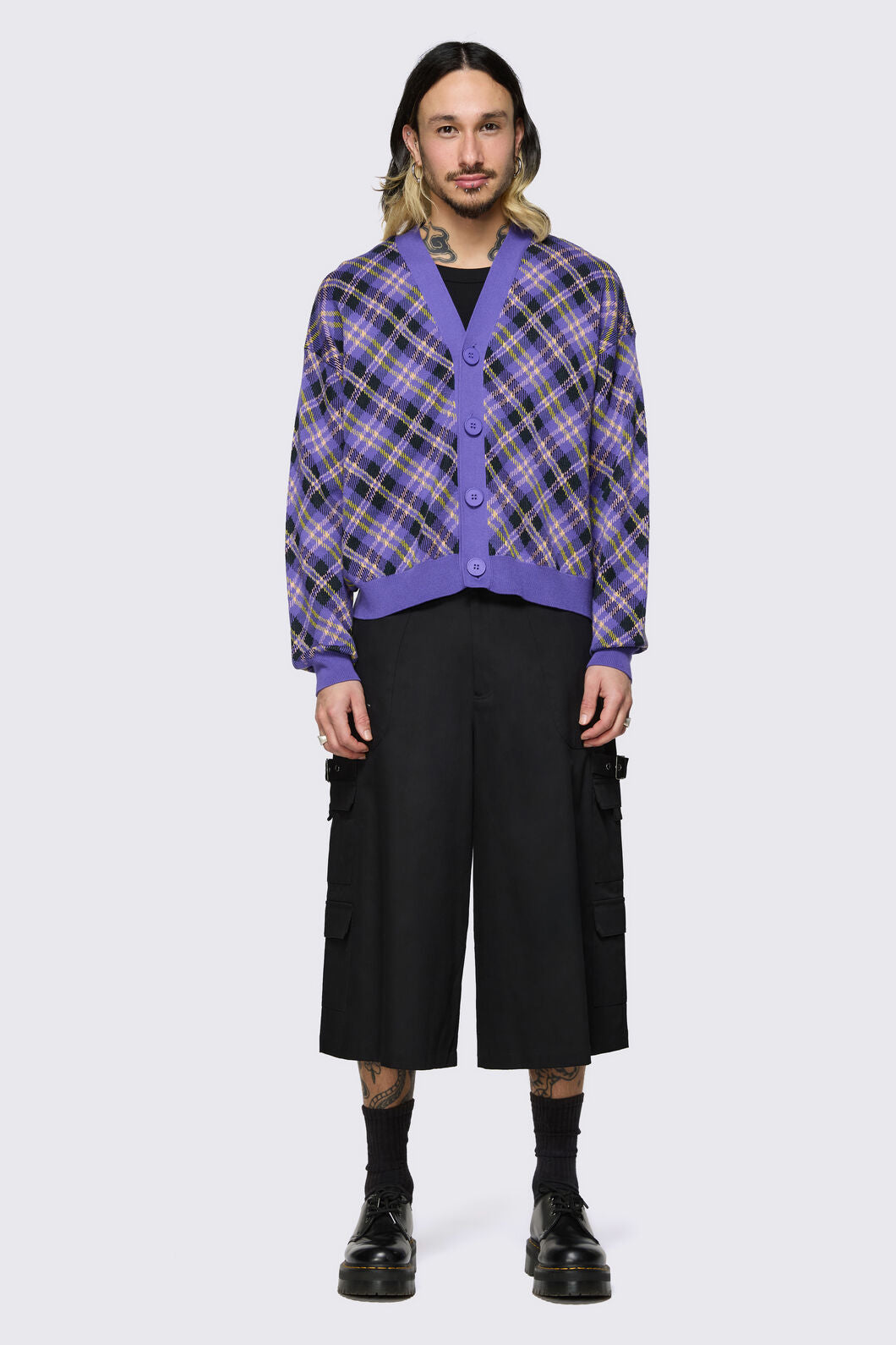 Black Friday - Stuck In Your Head Tartan Cardi - purple
