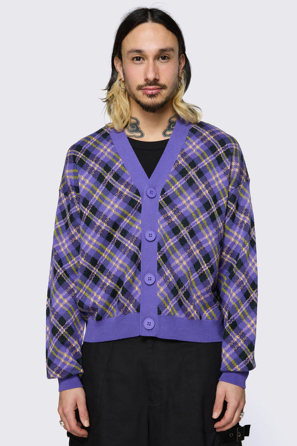 Black Friday - Stuck In Your Head Tartan Cardi - purple