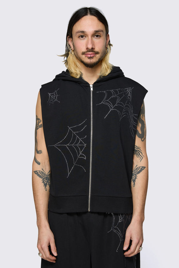 Black Friday - Webbed Diamante Zip Up - black