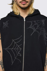 Black Friday - Webbed Diamante Zip Up - black