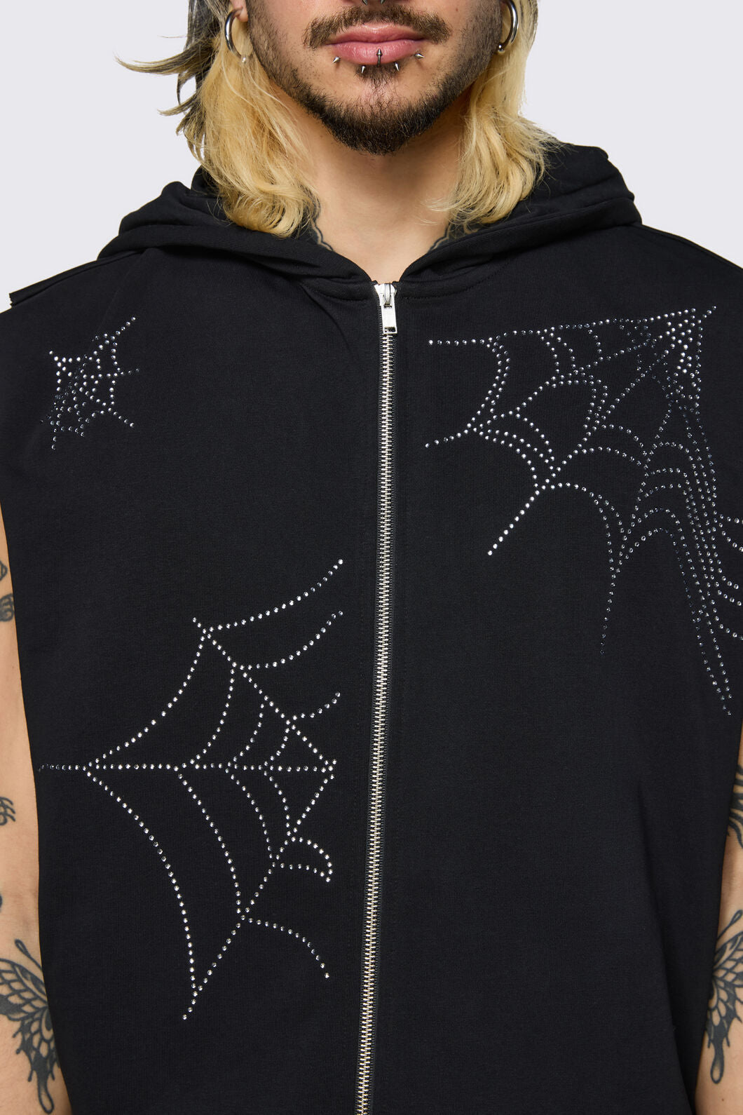 Black Friday - Webbed Diamante Zip Up - black