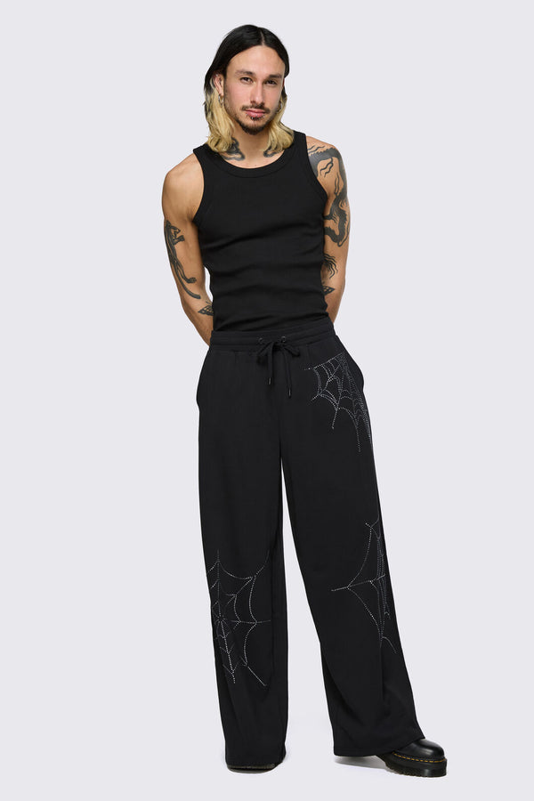 Black Friday - Webbed Diamante Track Pants - black