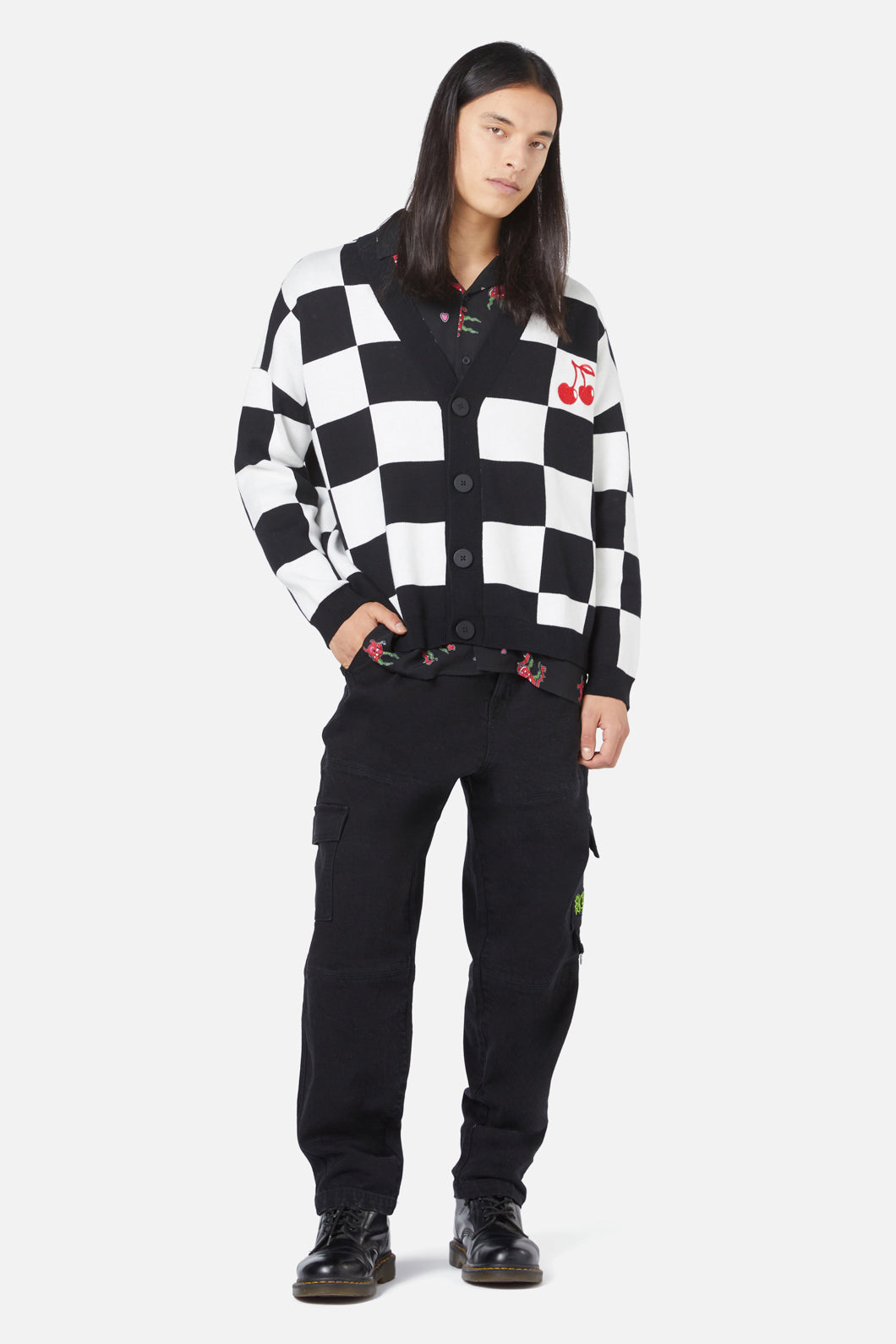 Black Friday - Cherry Check Cardigan - black-white