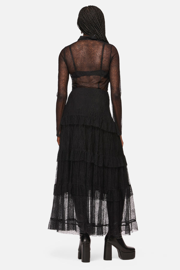 Black Friday - Web Lace Midi Skirt - black