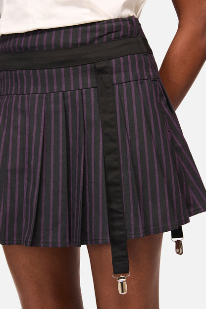 Black Friday - Sabrina Pinstripe Goth Skort - black-purple