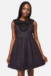 Black Friday - Sabrina Pinastripe Goth Dress - black-purple