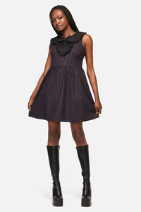 Black Friday - Sabrina Pinastripe Goth Dress - black-purple