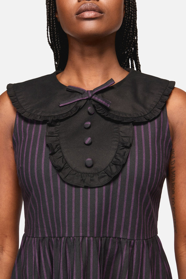 Black Friday - Sabrina Pinastripe Goth Dress - black-purple