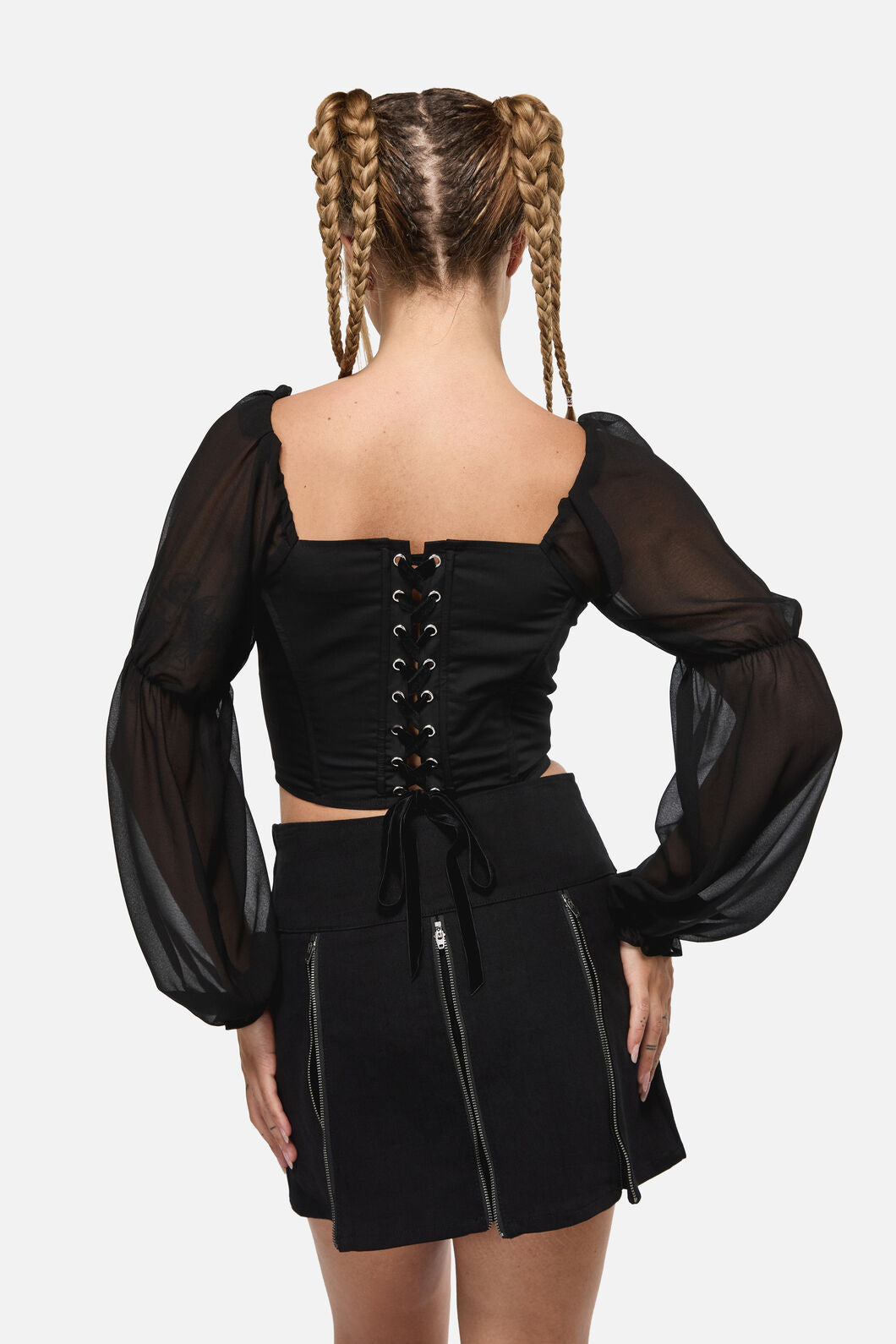 Black Friday - The Adorned RuffleCorsetBlouse - black