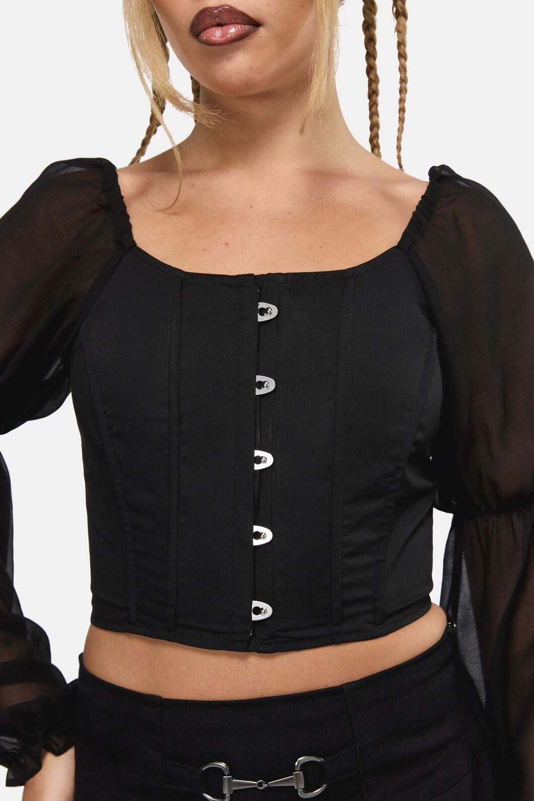 Black Friday - The Adorned RuffleCorsetBlouse - black