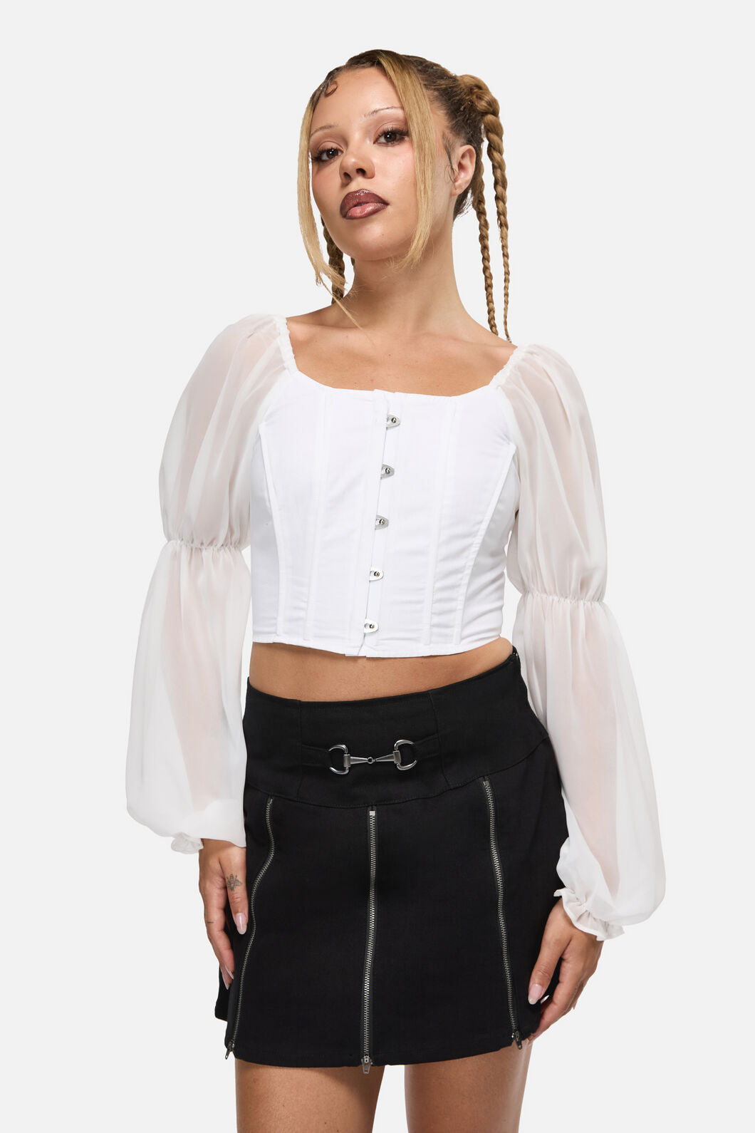 Black Friday - The Adorned RuffleCorsetBlouse - white