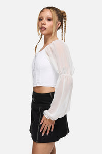 Black Friday - The Adorned RuffleCorsetBlouse - white