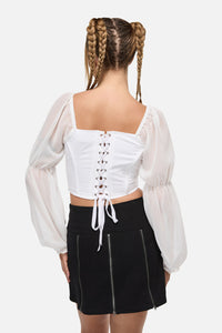 Black Friday - The Adorned RuffleCorsetBlouse - white