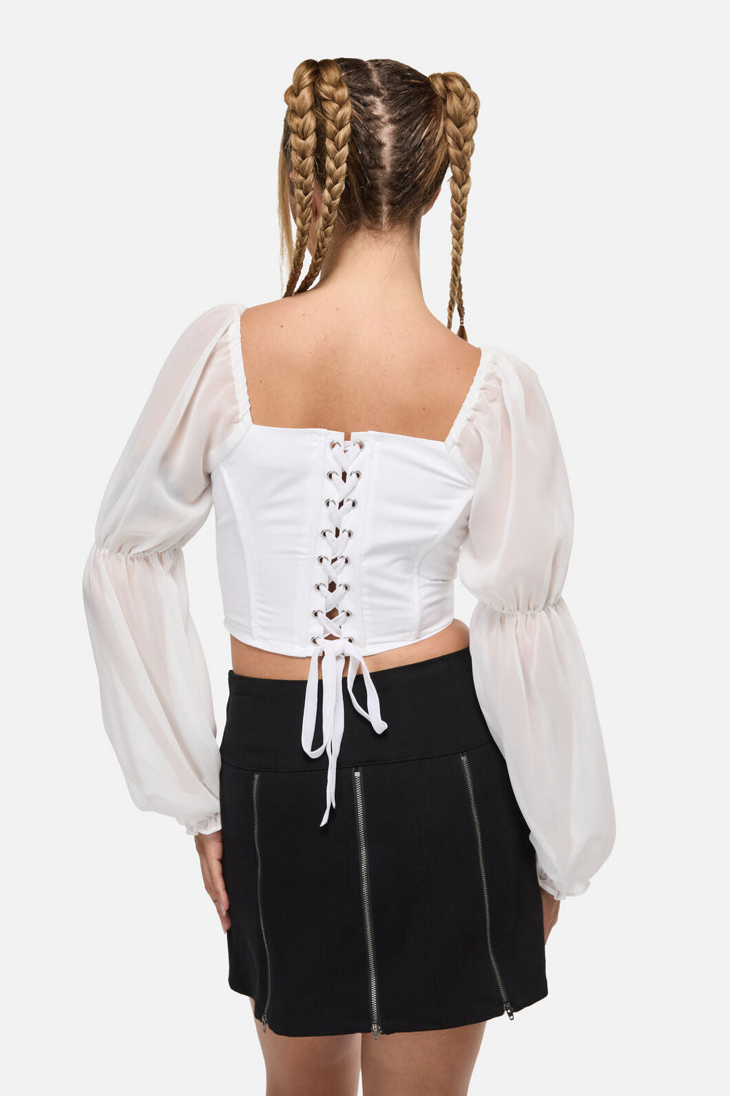 Black Friday - The Adorned RuffleCorsetBlouse - white