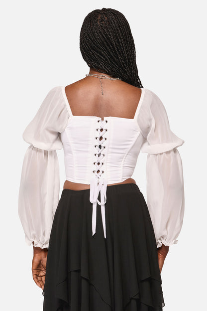 Black Friday - The Adorned RuffleCorsetBlouse - white