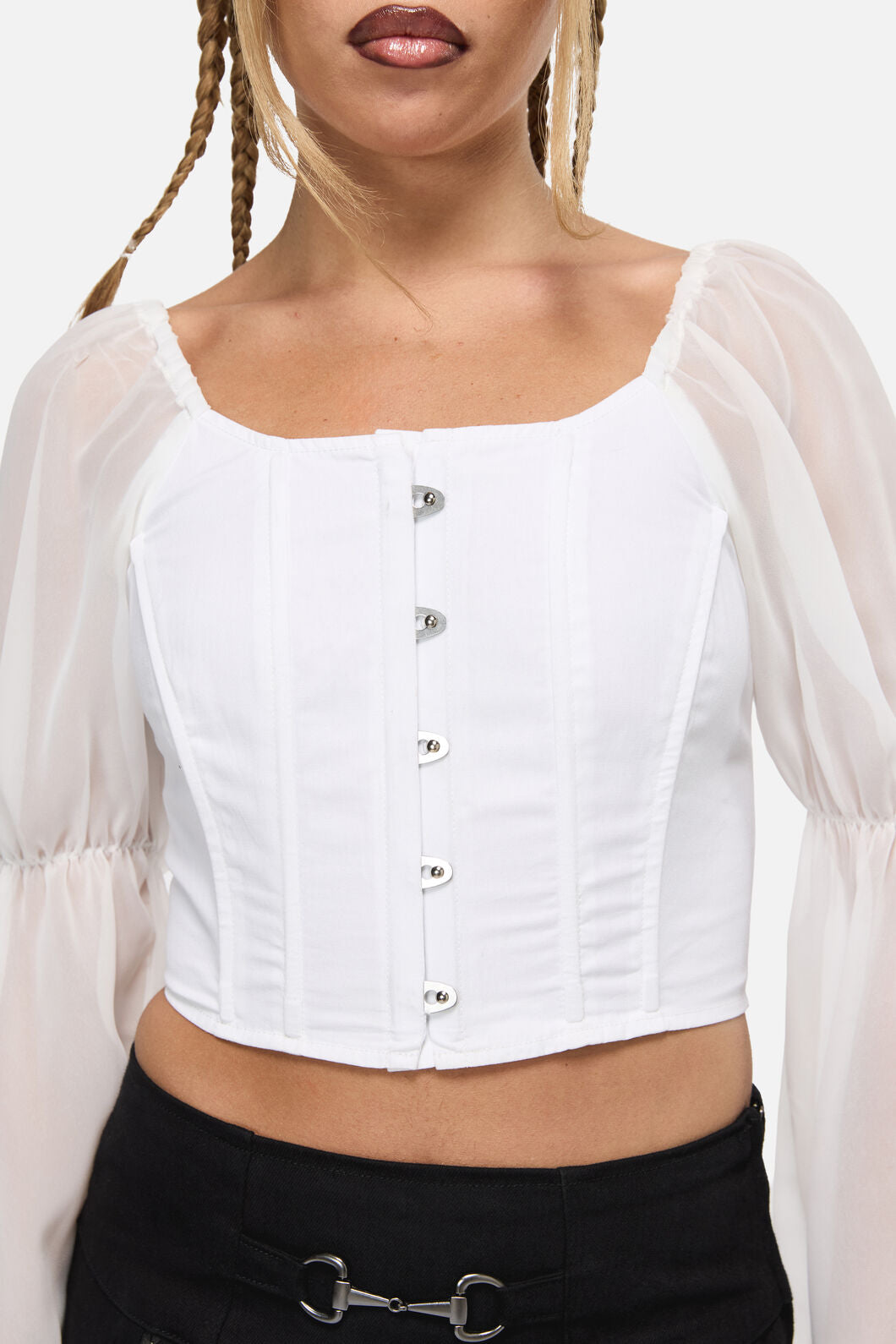 Black Friday - The Adorned RuffleCorsetBlouse - white