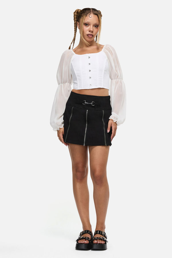 Black Friday - The Adorned RuffleCorsetBlouse - white