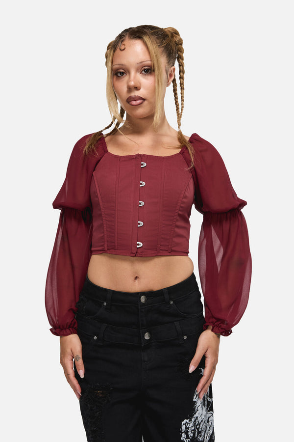 Black Friday - The Adorned RuffleCorsetBlouse - red