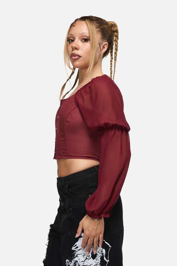 Black Friday - The Adorned RuffleCorsetBlouse - red