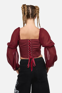Black Friday - The Adorned RuffleCorsetBlouse - red
