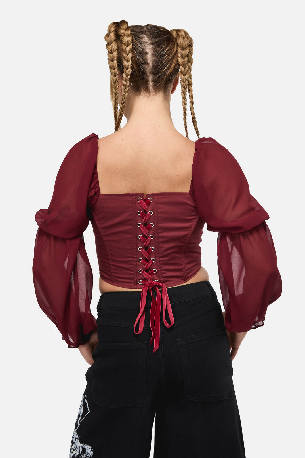 Black Friday - The Adorned RuffleCorsetBlouse - red