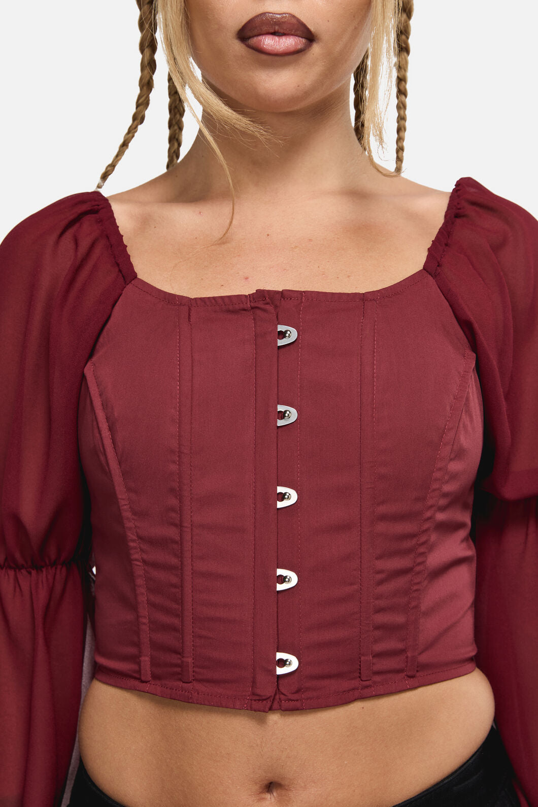 Black Friday - The Adorned RuffleCorsetBlouse - red
