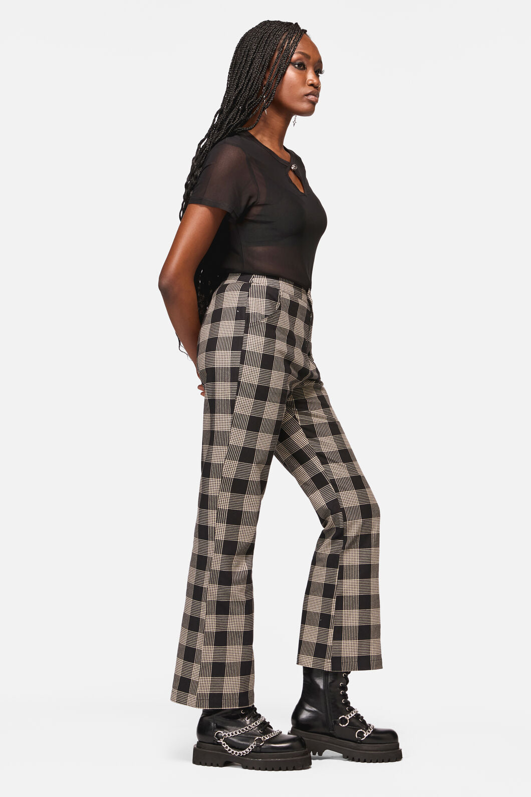 Black Friday - CryptCheckStraightFlareFitPant - black-beige