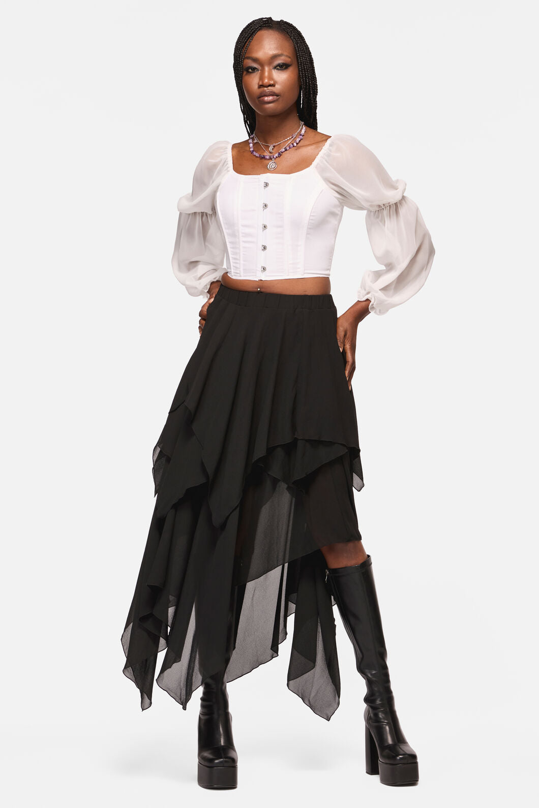 Black Friday - Crypt Layered Hanky Mesh Skirt - black