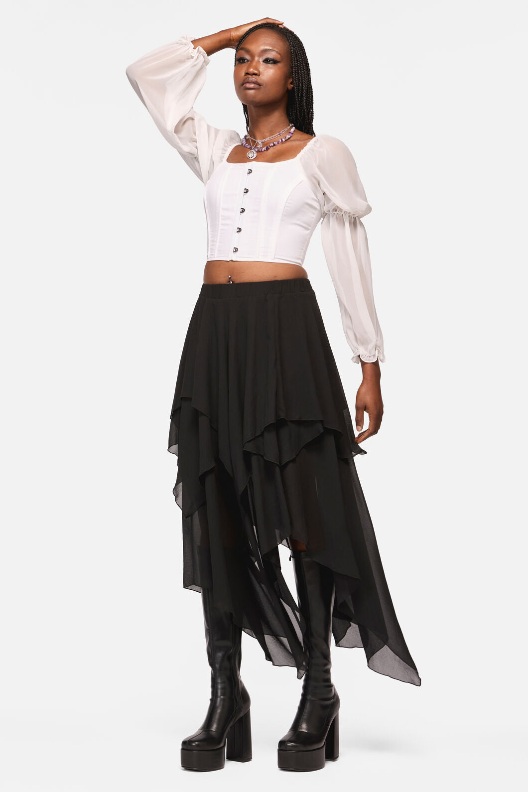 Black Friday - Crypt Layered Hanky Mesh Skirt - black