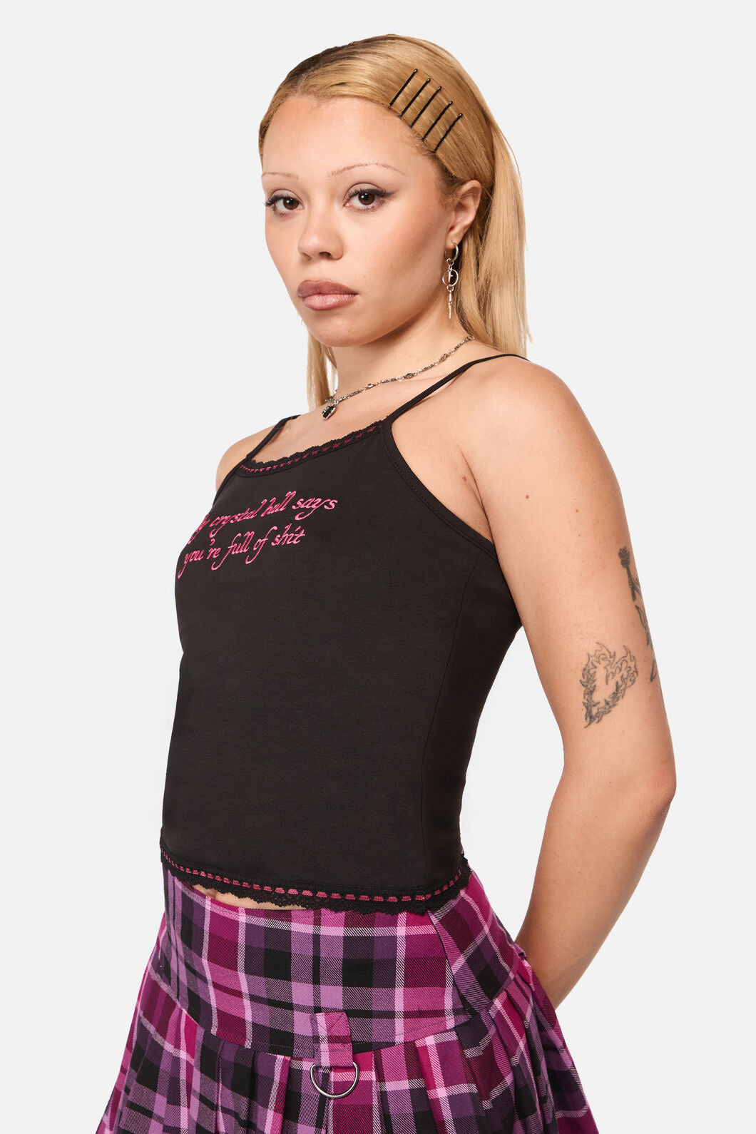 Dangerfield NZ - Predictions Embroidered Tank - black