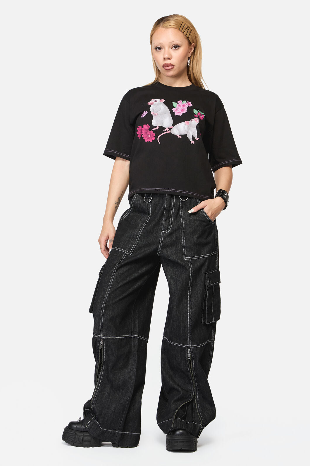Black Friday - Rodent Grunge Cargo Jean - black