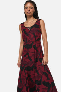 Black Friday - Batz Sleeveless Goth MidiDress - red